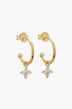 Murkani Clover Diamante 18k Gold Plated Hoop EOL Earrings