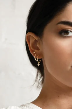 Murkani Clover Diamante 18k Gold Plated Hoop EOL Earrings