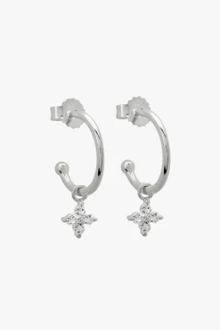 Murkani Clover Diamante Sterling Silver Hoop EOL Earrings