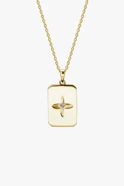 Murkani Clover Hanging 18k Gold Plated Rectangle EOL Necklace