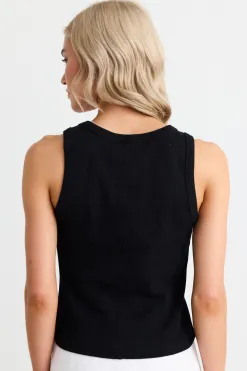 RE:UNION Label Cobble Black Rib Cutaway Tank
