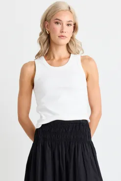 RE:UNION Label Cobble Ivory Rib Cutaway Tank