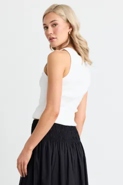 RE:UNION Label Cobble Ivory Rib Cutaway Tank