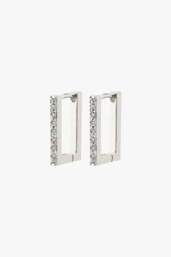 Pilgrim Coby Recycled Crystal EOL Square Hoop Silver-Plated Earrings