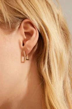 Pilgrim Coby Recycled Crystal Square Hoop Gold-Plated Earrings