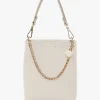 Saben Coco Alabaster Leather Bucket Bag with Gold Chain Detail
