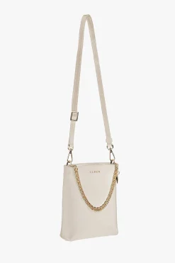 Saben Coco Alabaster Leather Bucket Bag with Gold Chain Detail