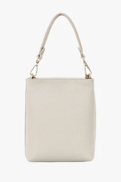 Saben Coco Alabaster Leather Bucket Bag with Gold Chain Detail