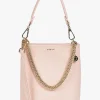 Saben Coco Blush Leather Bucket Bag with Gold Chain
