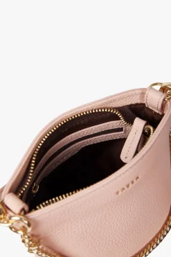 Saben Coco Blush Leather Bucket Bag with Gold Chain