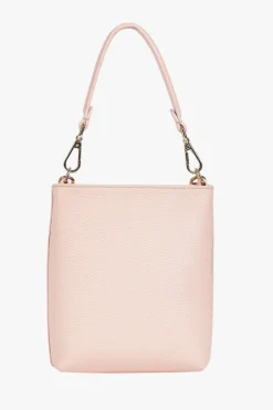 Saben Coco Blush Leather Bucket Bag with Gold Chain