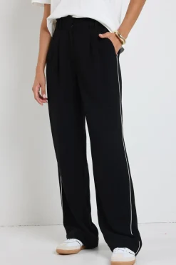 Among the Brave Collective Black Piped Trim Pants
