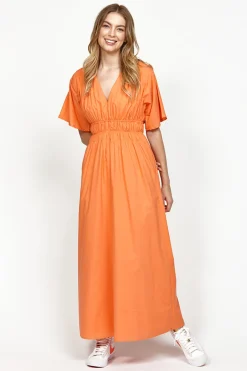 Leo + Be Commodore Orange SS Midi Dress