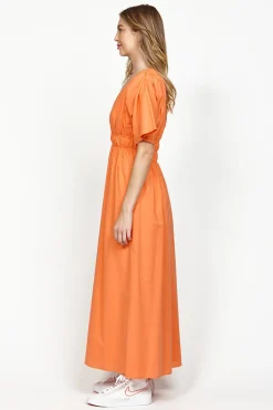 Leo + Be Commodore Orange SS Midi Dress