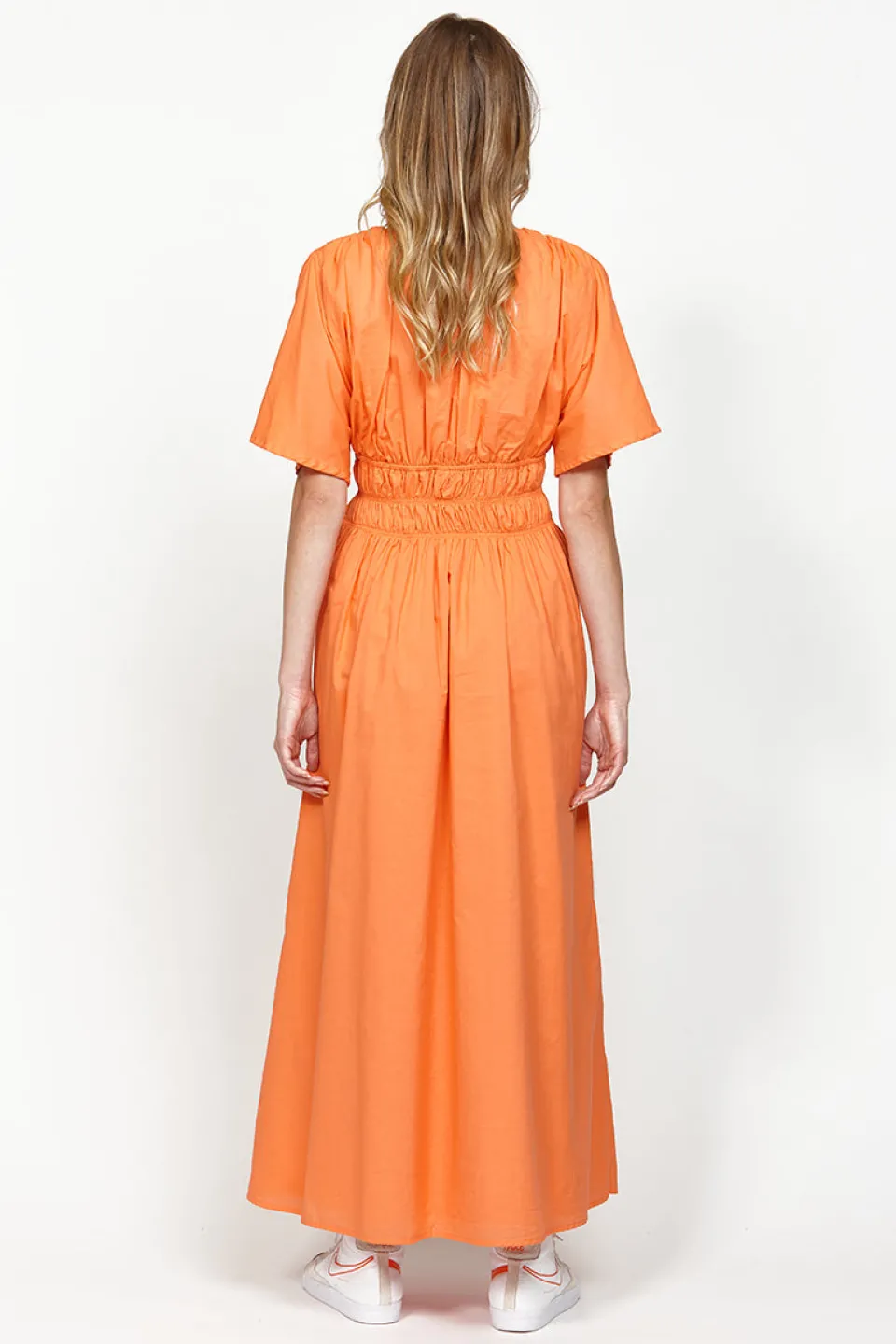 Leo + Be Commodore Orange SS Midi Dress
