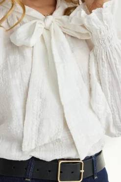 Ivy + Jack Compassion Ivory Texture Tie Front Blouse