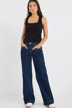 Stories be Told Concert Indigo Mid Rise Wide Leg Pocket Jean