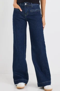 Stories be Told Concert Indigo Mid Rise Wide Leg Pocket Jean