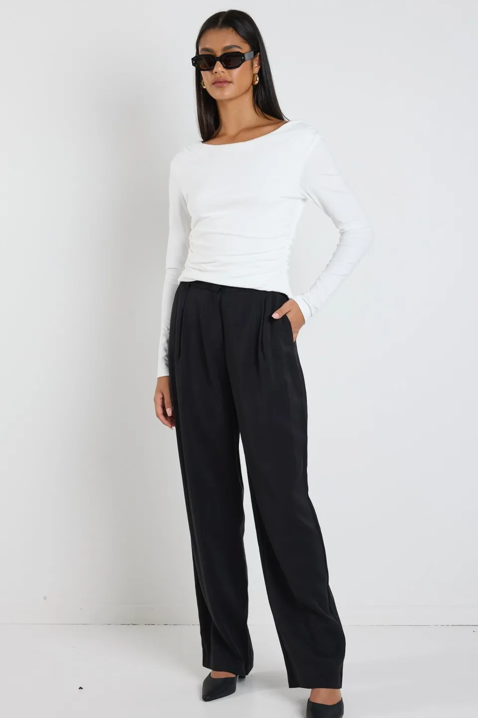 Ivy + Jack Confidential Black Soft Touch Longer Length Elastic Back Pants