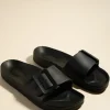 Love Lulu Cool Black Single Buckle Slides