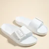 Love Lulu Cool White Single Buckle Slides