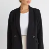 Ivy + Jack Cooper Black Crepe Boyfriend Semi Fitted Blazer