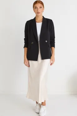 Ivy + Jack Cooper Black Crepe Boyfriend Semi Fitted Blazer