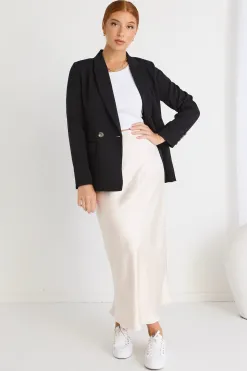 Ivy + Jack Cooper Black Crepe Boyfriend Semi Fitted Blazer