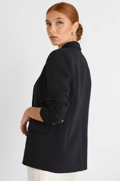 Ivy + Jack Cooper Black Crepe Boyfriend Semi Fitted Blazer