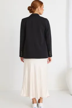 Ivy + Jack Cooper Black Crepe Boyfriend Semi Fitted Blazer