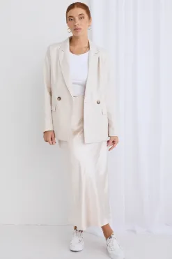 Ivy + Jack Cooper Ecru Linen Boyfriend Semi Fitted Blazer