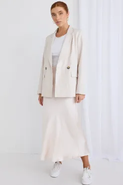Ivy + Jack Cooper Ecru Linen Boyfriend Semi Fitted Blazer