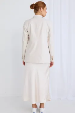 Ivy + Jack Cooper Ecru Linen Boyfriend Semi Fitted Blazer