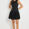 Stories be Told Corvette Black Structured Bubble Mini Dress