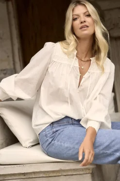 Ivy + Jack Creator Ivory Voile Pintuck LS Blouse