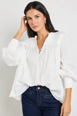 Ivy + Jack Creator Ivory Voile Pintuck LS Blouse