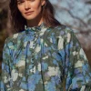Zoe Kratzmann Crescendo Forest Blur Front Button LS Blouse