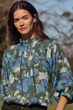 Zoe Kratzmann Crescendo Forest Blur Front Button LS Blouse
