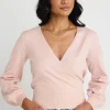 Among the Brave Cross My Heart Blush Ballerina Fine Knit Wrap Cardigan