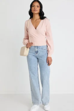Among the Brave Cross My Heart Blush Ballerina Fine Knit Wrap Cardigan
