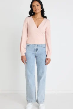Among the Brave Cross My Heart Blush Ballerina Fine Knit Wrap Cardigan