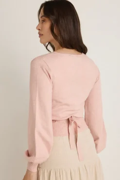 Among the Brave Cross My Heart Blush Ballerina Fine Knit Wrap Cardigan