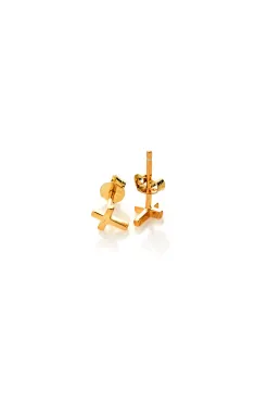 Stolen Girlfriends Club Cross Studs Gold Plated