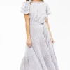 Seeking Lola Cruise Purple SS Tiered Maxi Dress