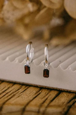Silver Linings Cyprus Black Garnet Silver Huggie EOL Earring