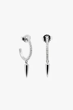 Murkani Dagger Diamante Sterling Silver Hoop EOL Earrings
