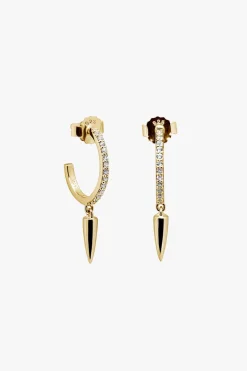 Murkani Dagger White Diamante 18k Gold Plated Hoop EOL Earrings