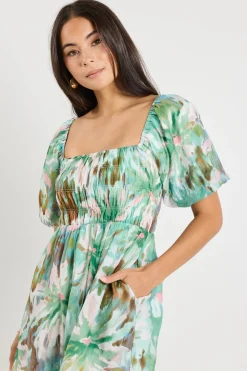 Love Lulu Dance Jungle Puff Sleeve Mini Dress