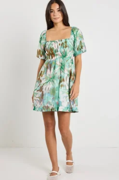 Love Lulu Dance Jungle Puff Sleeve Mini Dress
