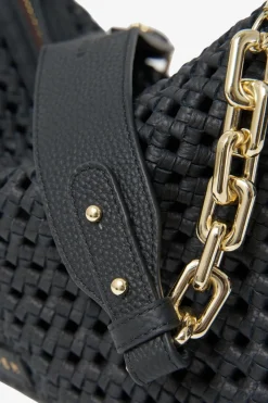 Saben Dane Black Braid Chain Shoulder Bag